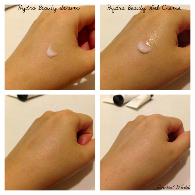 Chanel hydra beauty serum & moisturizer swatches