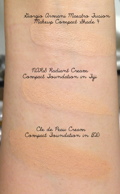 Cream compact foundation swatch comparison
