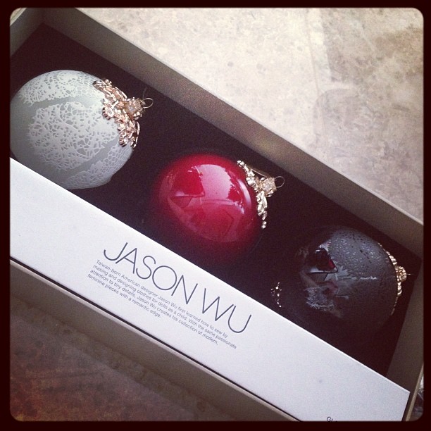 These #JasonWu baubles are finally getting up on the tree!! #christmas #ornaments #decorating #holiday2013
