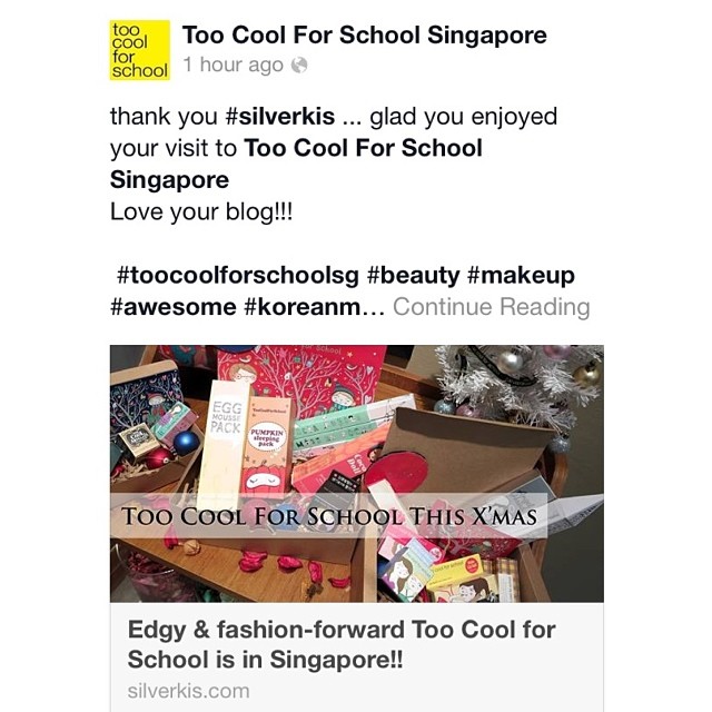 So happy to be featured on @toocoolforschoolsg Facebook! Thank you for the shout out 😘 Do check out their page for the latest product launches. My review is up on the blog! 💓