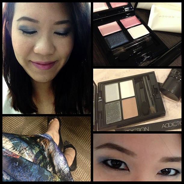 If I hadn't overslept yesterday, this would be what I'd be wearing... Blues for a Monday! Playing with a couple of #Japanese #holiday2013 palettes! ✨That pastel blue from #Addiction Romantic Mind & that sparkly navy from #SUQQU Ex-18 make a powerful combo! Add in just a dab of that glittery black for an additional kick! ✨
